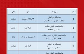 تقویم نمایشگاهی اتاق بازرگانی و صنایع جمهوری تاجیکستان 2023